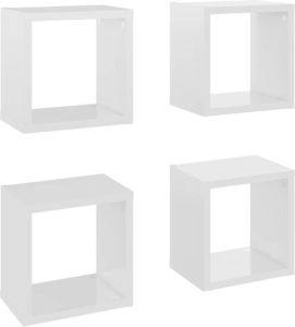 VidaXL Wandschappen kubus 4 st 22x15x22 cm hoogglans wit