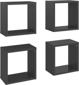 VidaXL Wandschappen Kubus 4 St 26x15x26 Cm Hoogglans Grijs