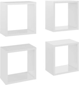 VidaXL Wandschappen kubus 4 st 26x15x26 cm hoogglans wit