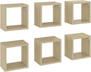 VidaXL Wandschappen Kubus 6 St 22x15x22 Cm Sonoma Eikenkleurig