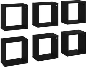 VidaXL Wandschappen kubus 6 st 26x15x26 cm zwart