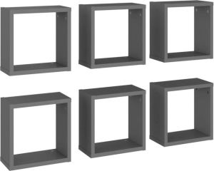 VidaXL Wandschappen Kubus 6 St 30x15x30 Cm Grijs