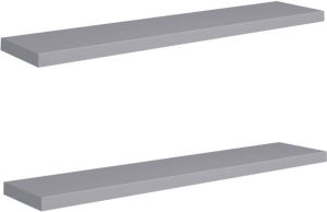 VidaXL Wandschappen Zwevend 2 St 120x23 5x3 8 Cm Mdf Grijs