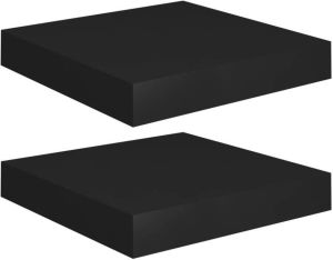 VidaXL Wandschappen Zwevend 2 St 23x23 5x3 8 Cm Mdf Zwart