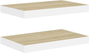 VidaXL Wandschappen Zwevend 2 St 50x23x3 8 Cm Mdf Eikenkleurig En Wit