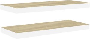 VidaXL Wandschappen Zwevend 2 St 80x23 5x3 8 Cm Mdf Eikenkleurig Wit
