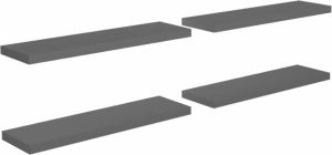 VidaXL Wandschappen Zwevend 4 St 90x23 5x3 8 Cm Mdf Hoogglans Grijs