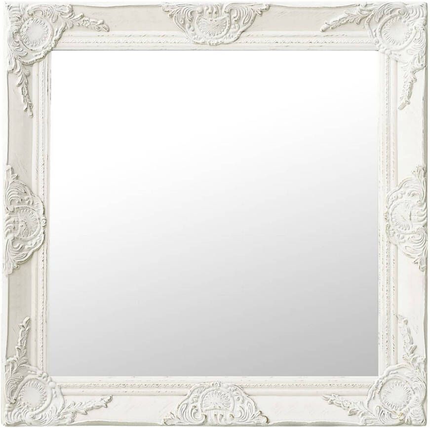 VidaXL Wandspiegel barok stijl 60x60 cm wit