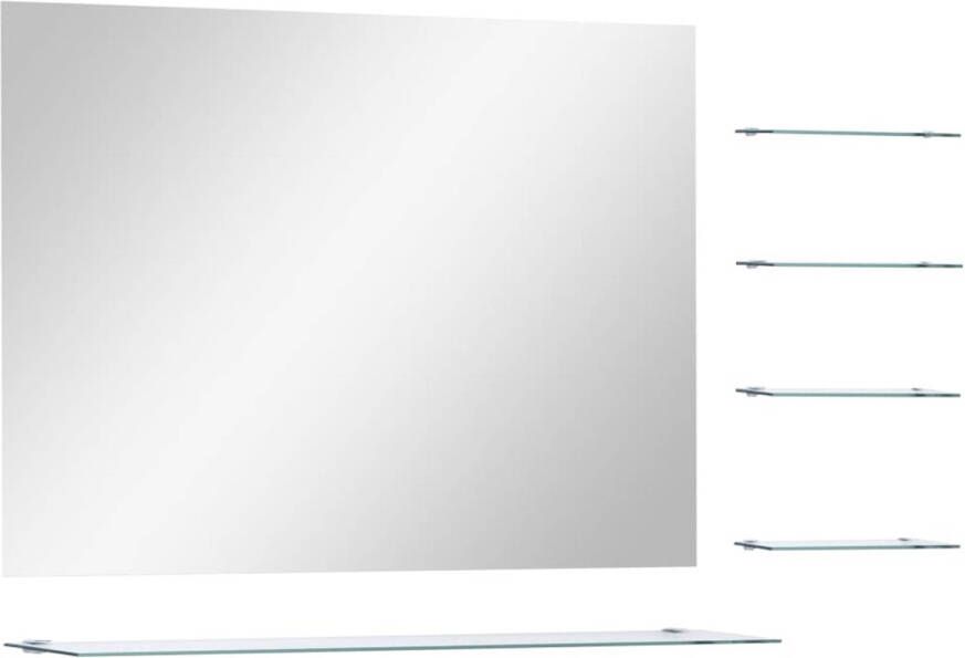 VidaXL Wandspiegel met 5 schappen 80x60 cm zilverkleurig