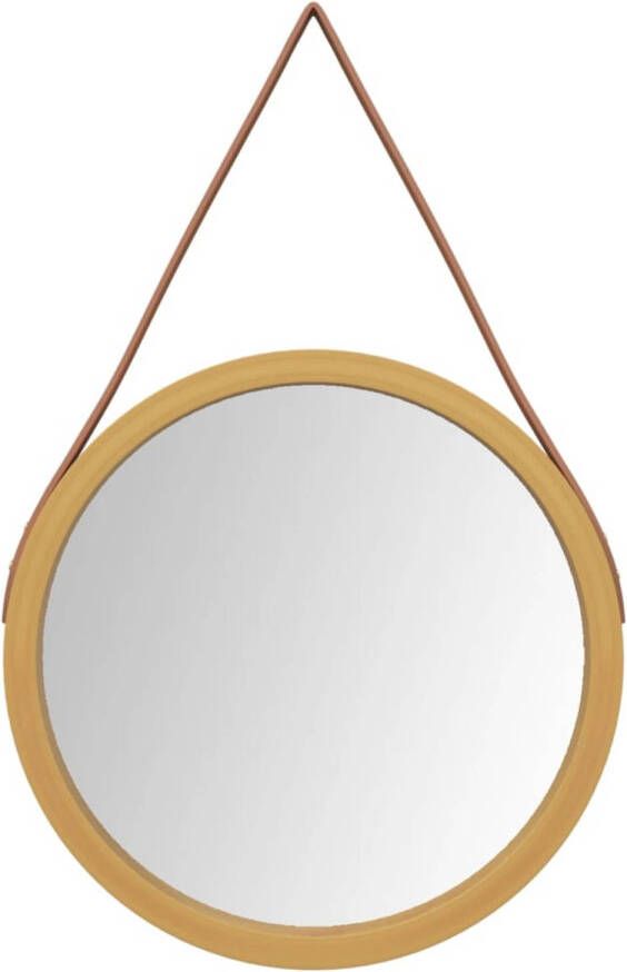 VidaXL Wandspiegel met band Ø 35 cm goudkleurig