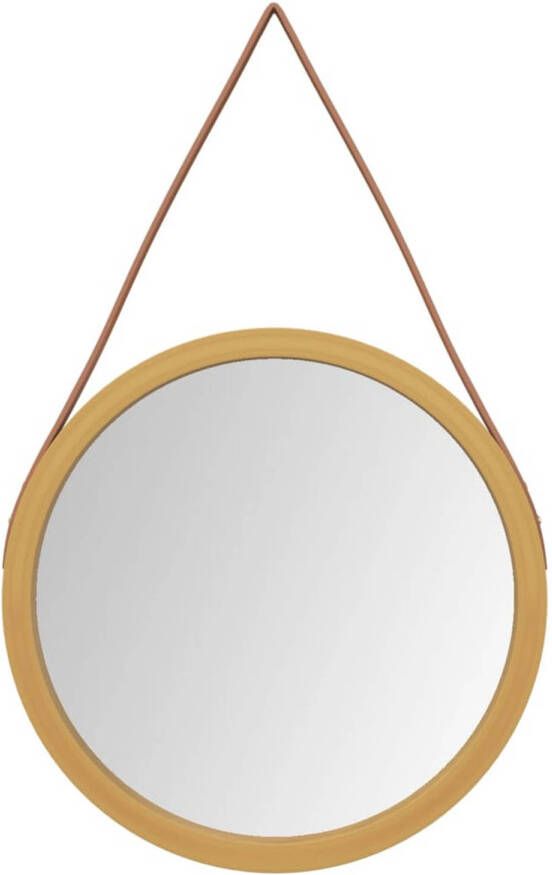VidaXL Wandspiegel met band Ø 45 cm goudkleurig