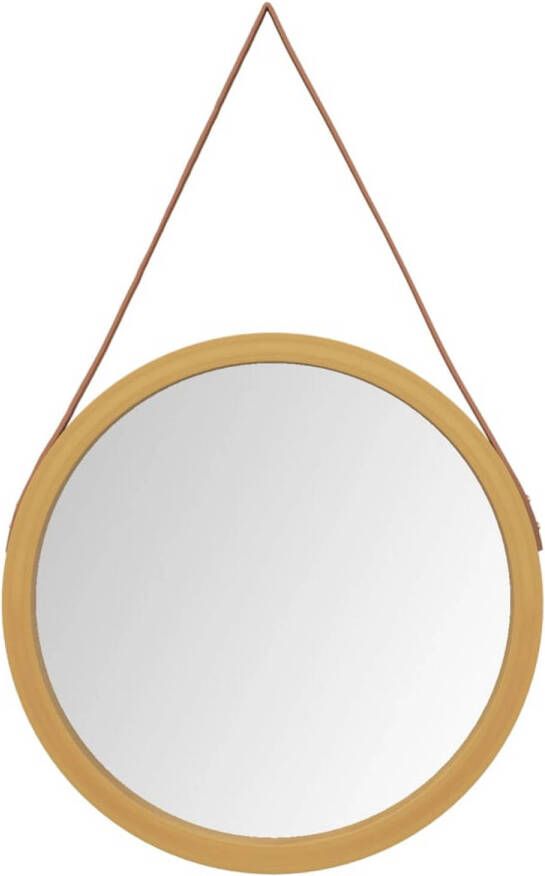 VidaXL Wandspiegel met band Ø 55 cm goudkleurig