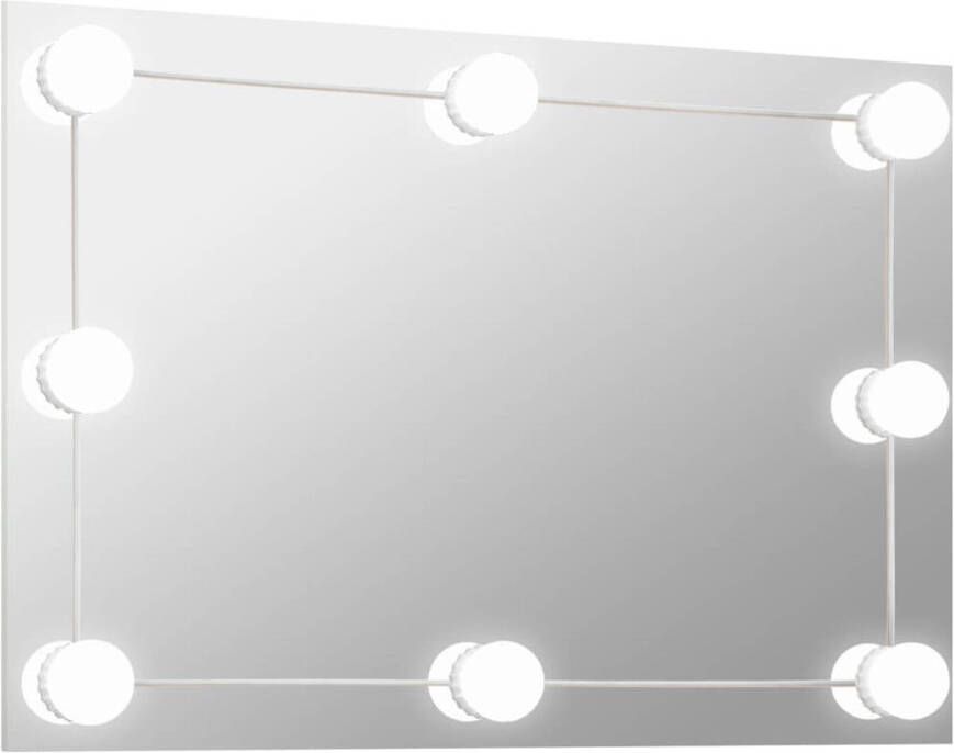 VidaXL Wandspiegel met LED-lampen rechthoekig glas