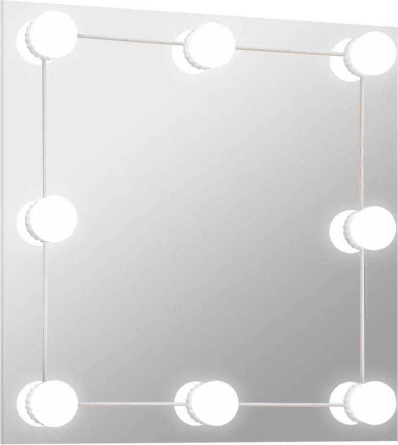VidaXL Wandspiegel met LED-lampen vierkant glas