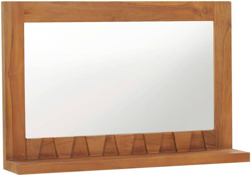 VidaXL Wandspiegel met schap 60x12x40 cm massief teakhout