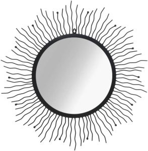 VidaXL Wandspiegel sunburst 80 cm zwart