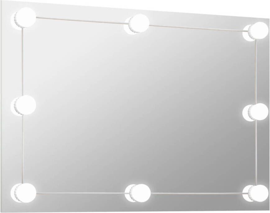 VidaXL Wandspiegel zonder lijst met LED-lampen rechthoekig glas