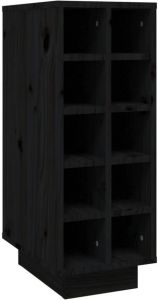 VidaXL Wijnkast 23x34x61 cm massief grenenhout zwart