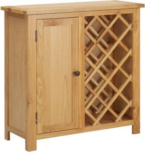 VidaXL Wijnkast voor 11 flessen 80x32x80 cm massief eikenhout