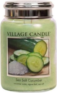 Village Candle Geurkaars Sea Salt Cucumber 15 cm Wax Lichtgroen