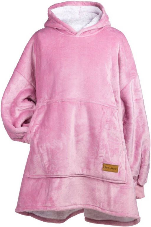 Vitapur Hoodie Deken met mouwen Fleece plaid Eén maat Roze
