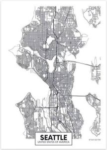 VSE Canvas city map Seattle 30X40cm