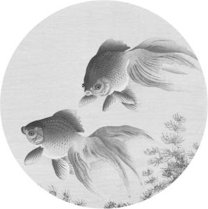 WallArt Behangcirkel Two Goldfish 190 Cm