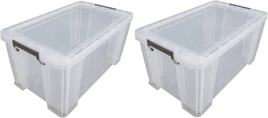Whitefurze 2x stuks Allstore opbergboxen 54 liter Transparant 66 x 38 x 31 cm Opbergbox
