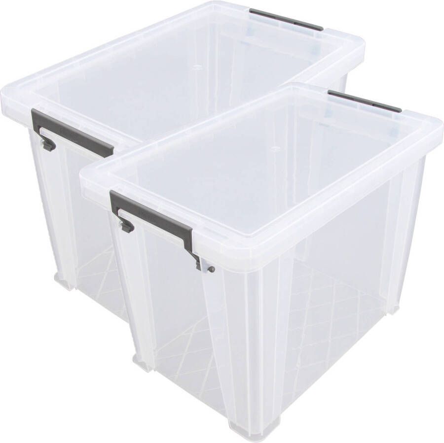 Whitefurze Allstore Opbergbox 2x stuks 18 5 liter Transparant 40 x 26 x 29 cm Opbergbox
