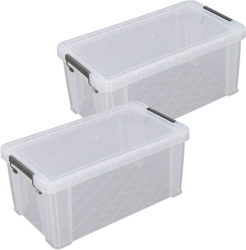 Whitefurze Allstore Opbergbox 2x stuks 7 5 liter Transparant 25 x 19 x 16 cm Opbergbox