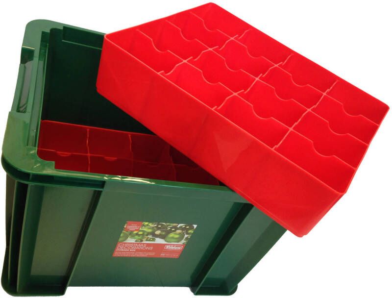 Whitefurze Kerstballen kerstversiering opruimen opbergbox groen rood 36 Liter Kerstballen opbergboxen