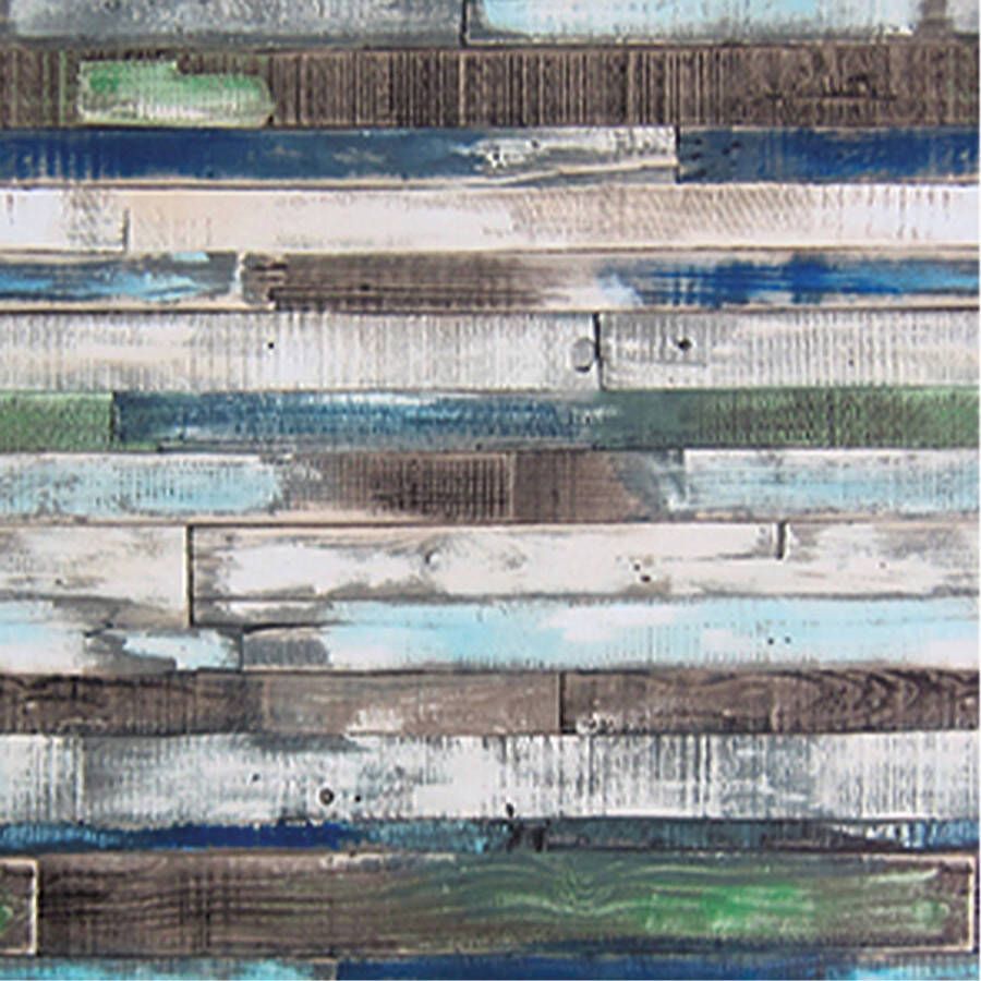 Wicotex Decoratie plakfolie houten planken look bruin blauw 45 cm x 2 meter zelfklevend Decoratiefolie Meubelfolie