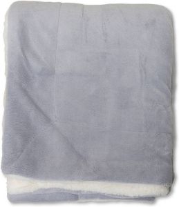 Wicotex -Plaid-deken-fleece plaid Espoo grijs 200x240cm met witte sherpa binnenkant-Zacht en warme Fleece deken.