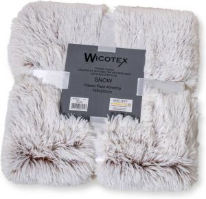 Wicotex Plaid-dekens-fleece Plaid Kunst Bont Snow 150x200cm Wit Bruin Polyester Hoog Polig