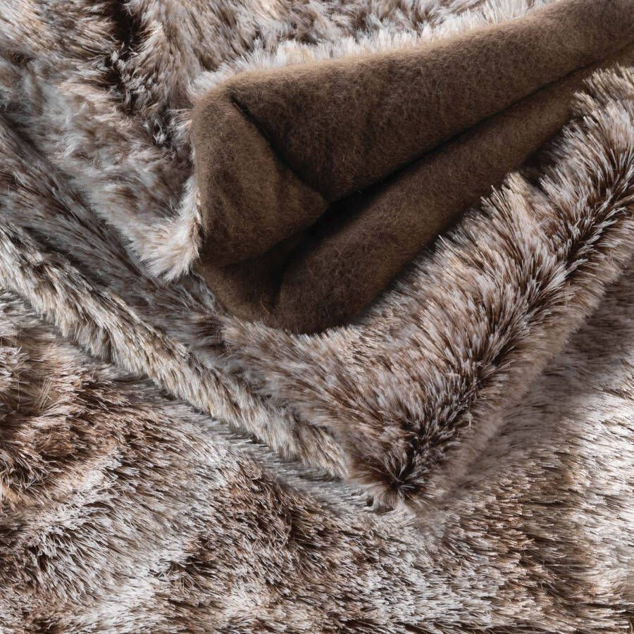 Wicotex Plaid-dekens- kunst bont antartic 180x220cm choco polyester hoog polig