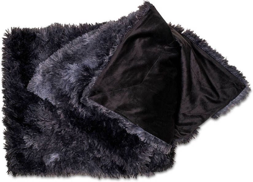 Wicotex Plaid-dekens- kunst bont Snow 150x200cm zwart gemêleerd polyester hoog polig