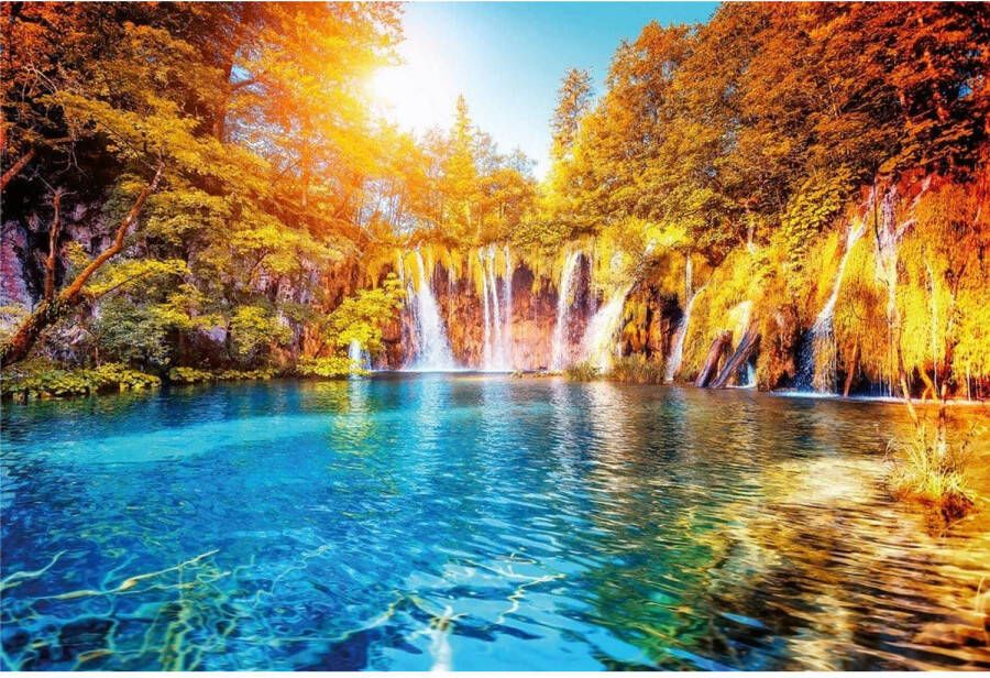 Wizard+Genius Waterfall And Lake In Croatia Vlies Fotobehang 384x260cm 8-banen
