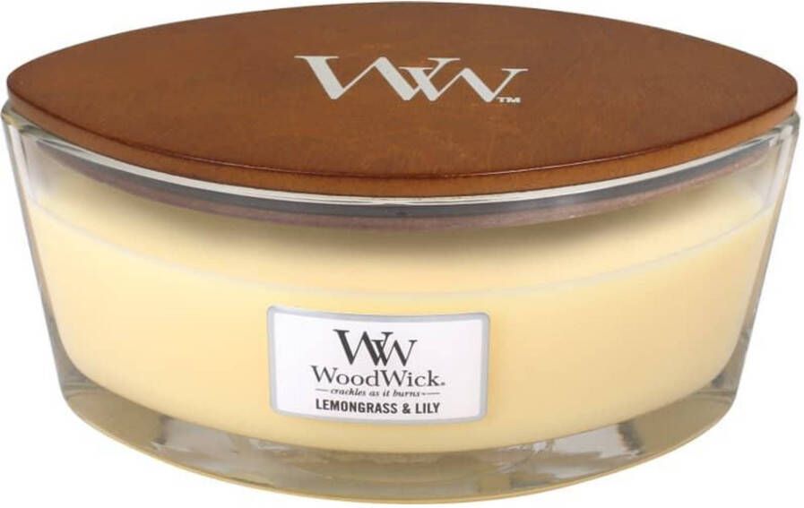 Woodwick Ellipse HearthWick Flame geurkaars Lemongrass & Lily Tot 50 branduren