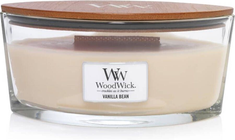 Woodwick Ellipse HearthWick Flame geurkaars Vanilla Bean Tot 50 branduren