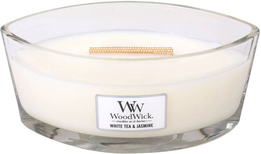 Woodwick Ellipse HearthWick Flame geurkaars White Tea & Jasmine Tot 50 branduren