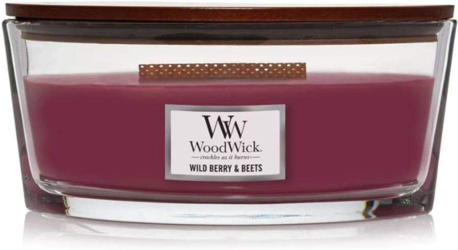 Woodwick Ellipse HearthWick Flame geurkaars Wild Berry & Beets Tot 50 branduren