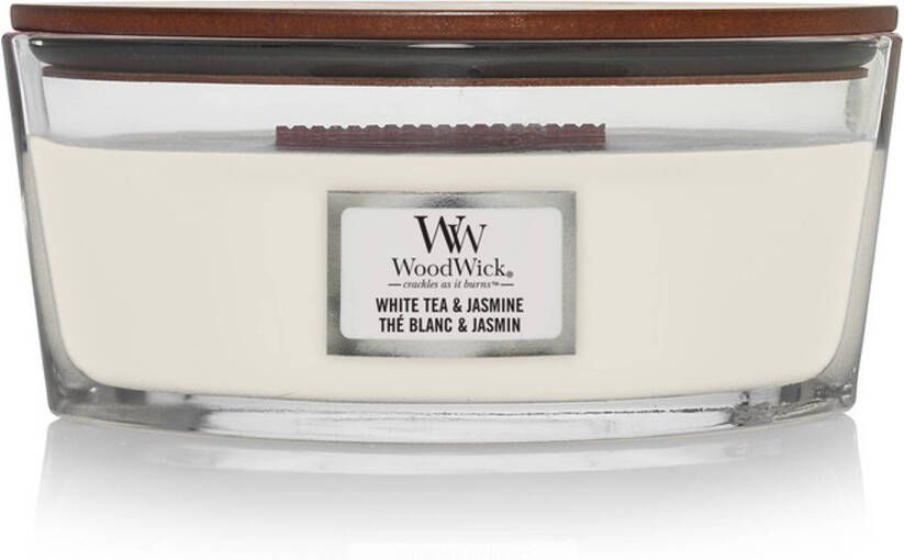 Woodwick Ellipse HearthWick Flame geurkaars White Tea & Jasmine Tot 50 branduren