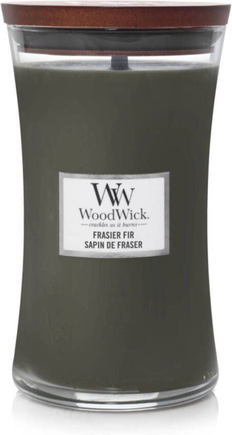 Woodwick Large Hourglass geurkaars Frasier Fir Tot 130 branduren