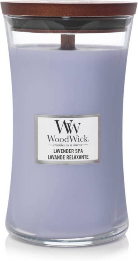 Woodwick Large Hourglass geurkaars Lavender Spa Tot 130 branduren