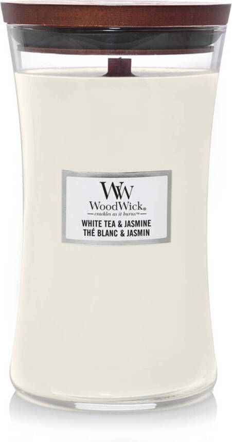 Woodwick Geurkaars Large White Tea & Jasmine 18 cm ø 10 cm