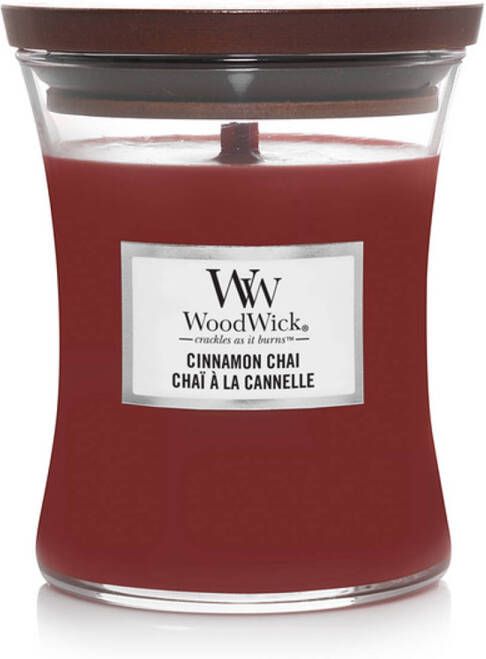 WoodWick Geurkaars Medium Cinnamon Chai 11 cm | ø 10 cm