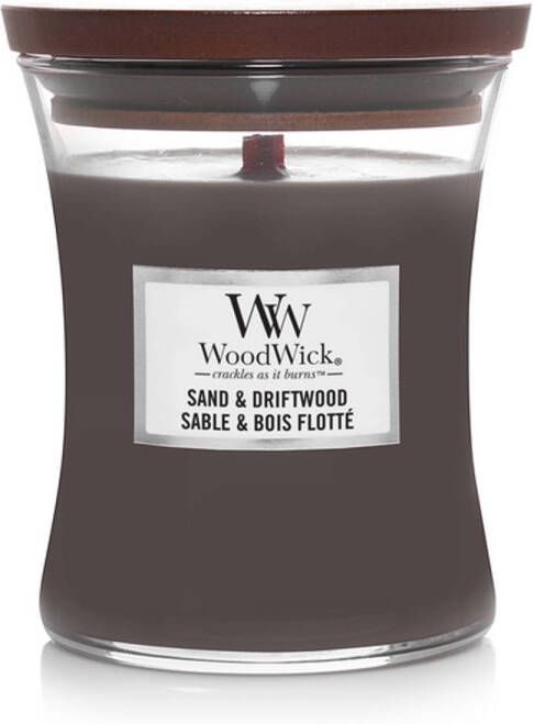 Woodwick Geurkaars Medium Sand & Driftwood 11 cm ø 10 cm