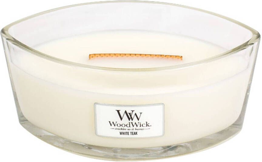 Woodwick Heartwick Flame Ellipse Geurkaars White Teak