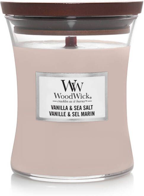 WoodWick Geurkaars Medium Vanilla & Sea Salt 11 cm | ø 10 cm