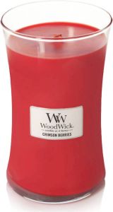 Woodwick Large Hourglass geurkaars Crimson Berries Tot 130 branduren